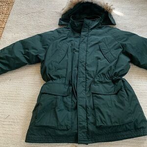 Cabela's Premier Northern Goose Down Hooded Parka Jacket Coat Coyote Fur 2X Tall